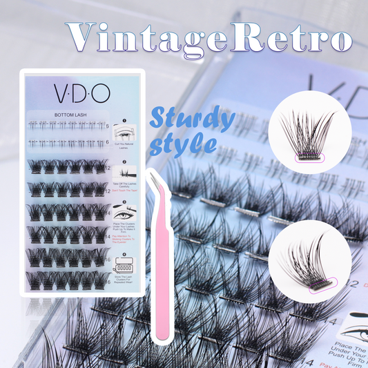 VDO Self-Adhesive Lashes - DIY Cluster, No Glue Needed, Bottom Lash, 12-14-16 Mixed - Vintage Retro