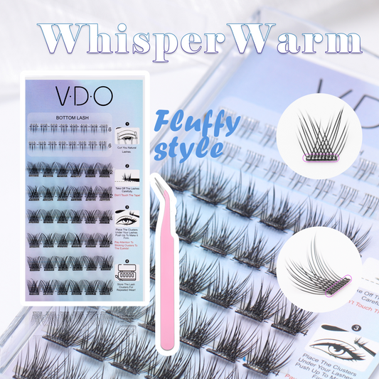 VDO Self-Adhesive Lashes - DIY Cluster, No Glue Needed, Bottom Lash, 12-14-16 Mixed - Whisper Warm